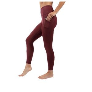 NEW 90 Degrees High Rise Ankle Length Burnt Raspberry Athletic Legging Sz M BinS